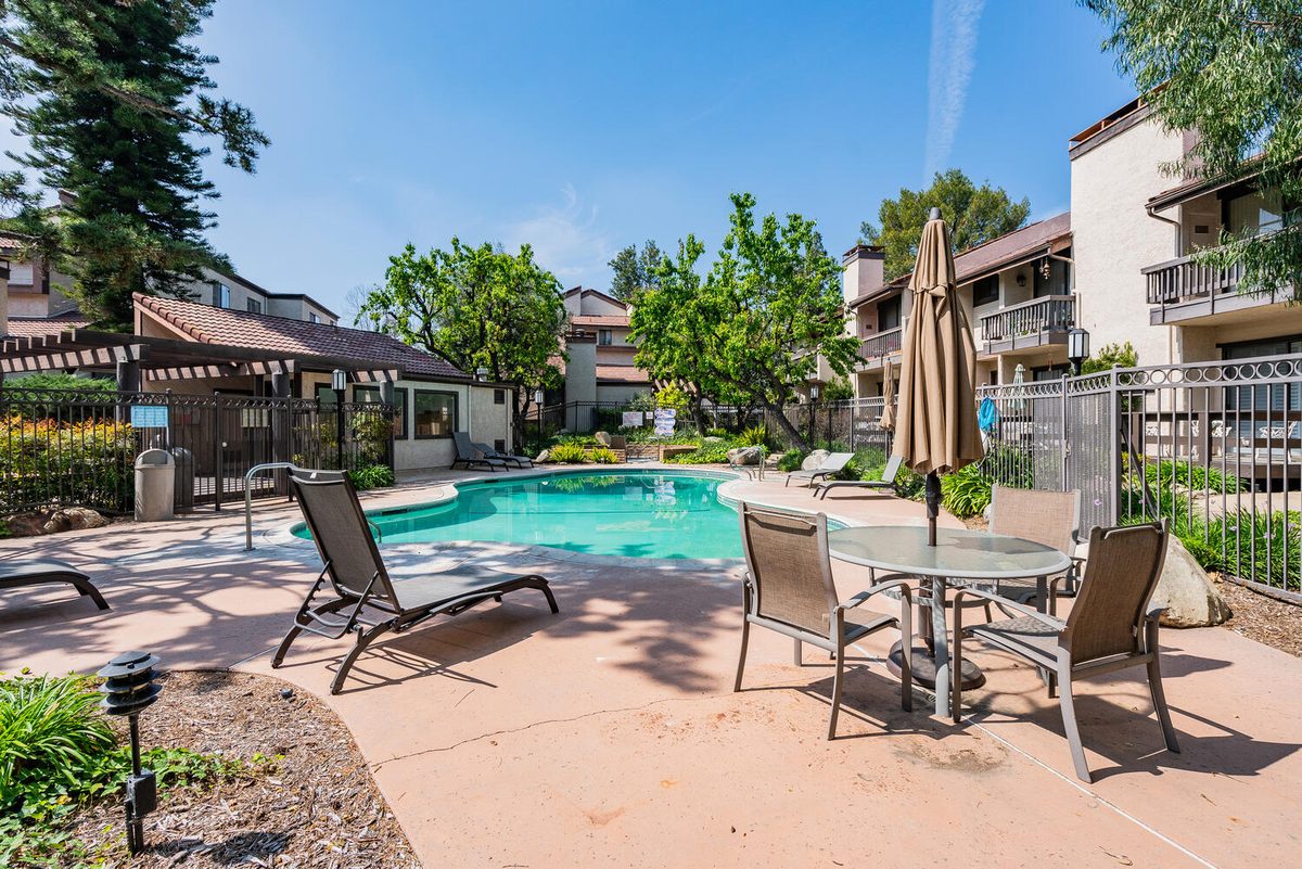 Warner Woods balcony view over creek — Woodland Hills townhomes
